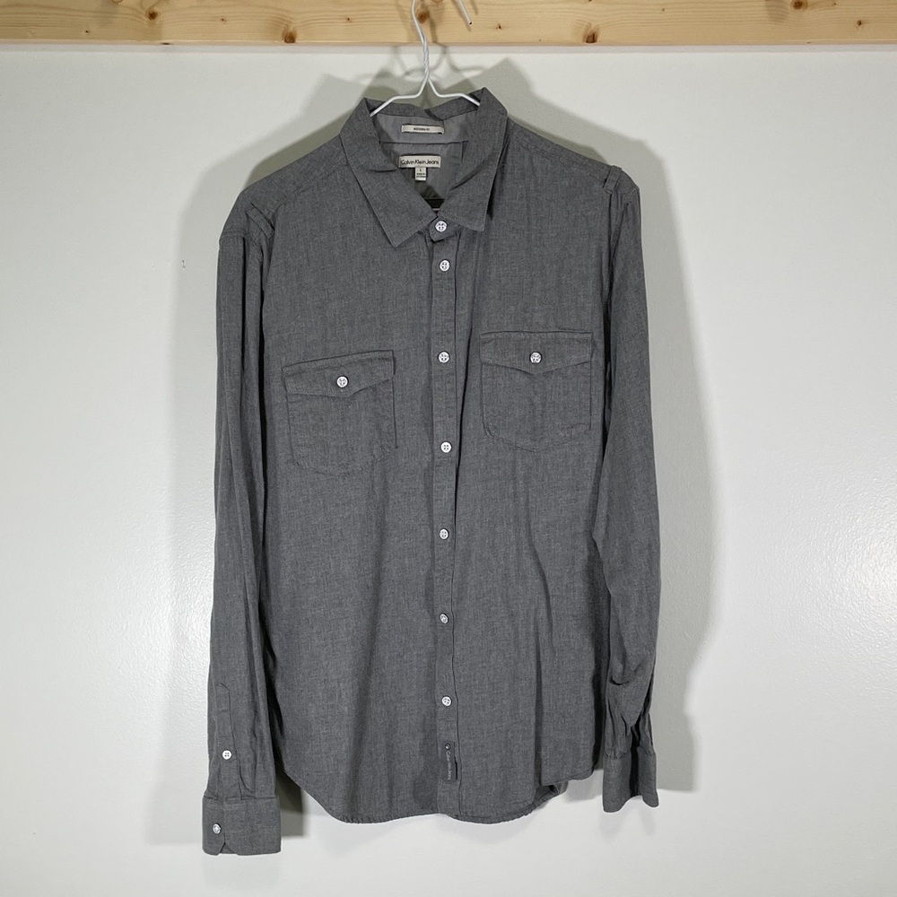Calvin Klein Jeans Charcoal Button-Down Shirt